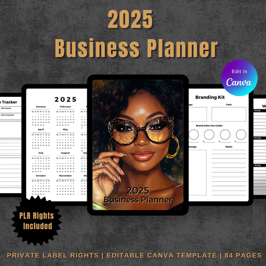 2025 PLR Small Business Planner Customizable Canva Template for Digital Entrepreneurs